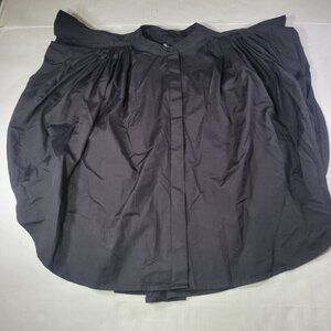 Madewell Women Black Poplin Shirred Button-Down Pleated Blouse Top Size S